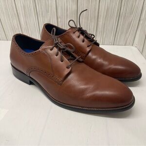 Johnston & Murphy Mens Oxford Plain Toe Shoes Brown Leather Lace Up Size 11